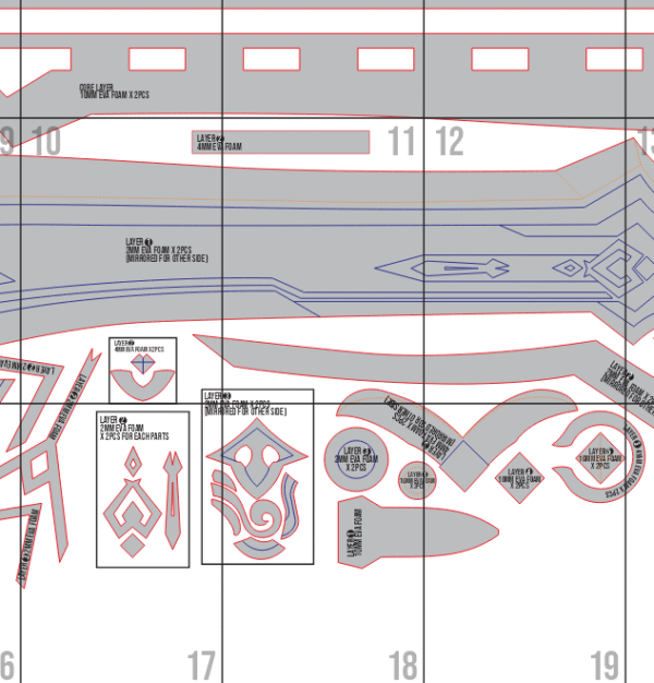 Blackcliff Slasher Prop Pattern Template – EVA Foam Pattern for Cosplay & DIY Builds Inspired by Genshin Impact