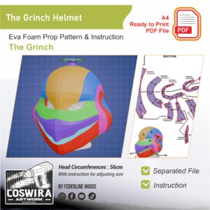 The Grinch Helmet Prop Pattern Template – EVA Foam Pattern for Cosplay & DIY Builds Inspired by The Grinch