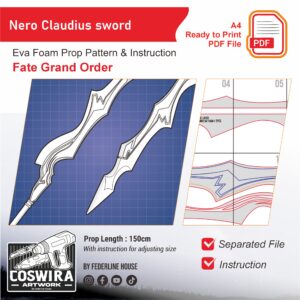 Nero Claudius Sword Prop Pattern Template – EVA Foam Pattern for Cosplay & DIY Builds Inspired by Fate Grand Order