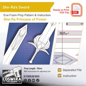 She-Ra Sword 1 She-Ra Sword Prop Pattern Template – EVA Foam Pattern for Cosplay & DIY Builds Inspired by She-Ra and the Princesses of Power